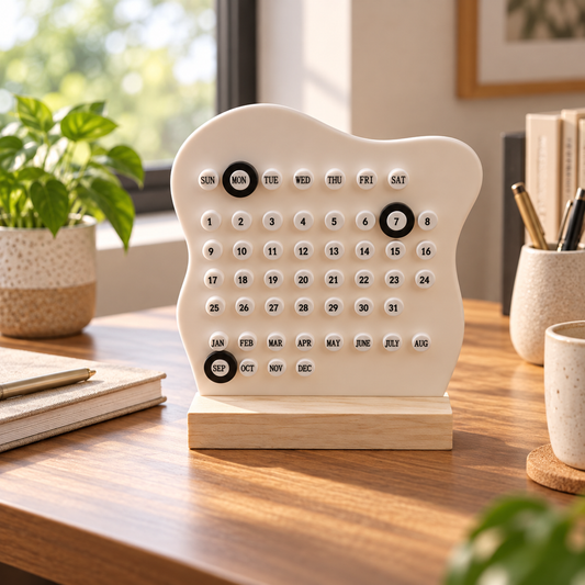 2 Styles Wooden Perpetual Desk Calendar