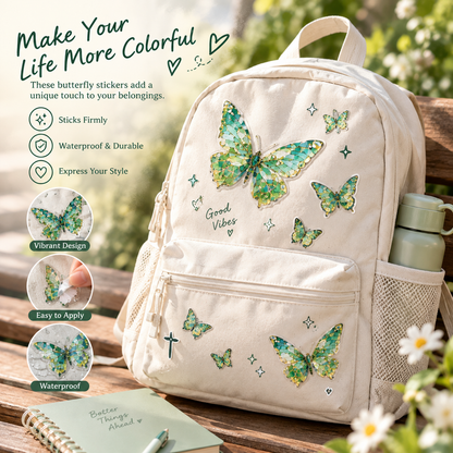 Mosaic Green Butterfly PET Stickers