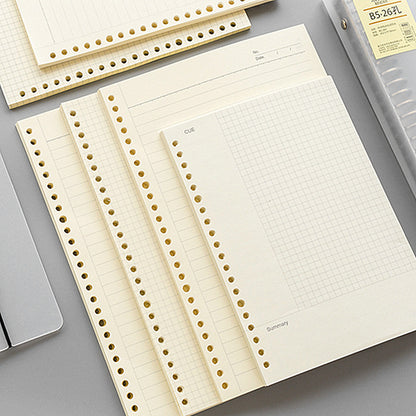 B5 26‑Hole Loose‑Leaf Refill Paper, Assorted Lined Grid Cornell Notebook Inserts for Binders