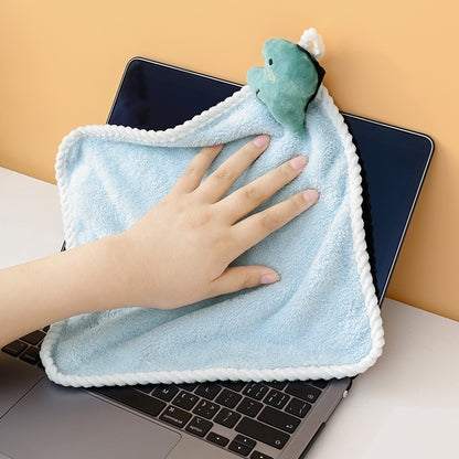 Cute Fruit Hanging Hand Towel, Soft Absorbent Coral Fleece Kitchen Bathroom Hand‑Drying Towel with Loop