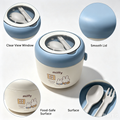 Miffy Round Lunch Box – Blue White Portable Bento Box with Built-In Utensil