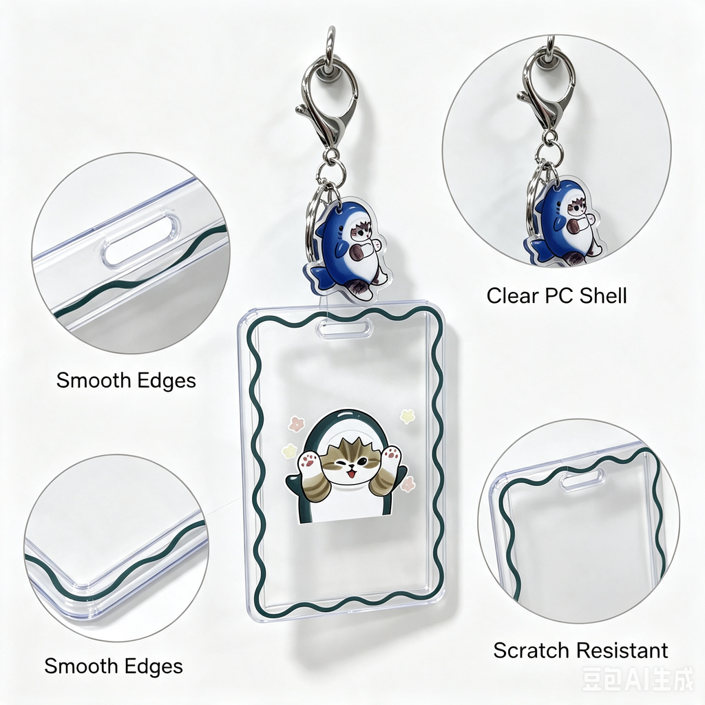 Clear Card Protector Case – Cute Cartoon ID Bank Card Holder with Keychain