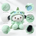 Green Character Plush Backpack – Cute Soft Fluffy Doll Bag for Kids & Daily Use