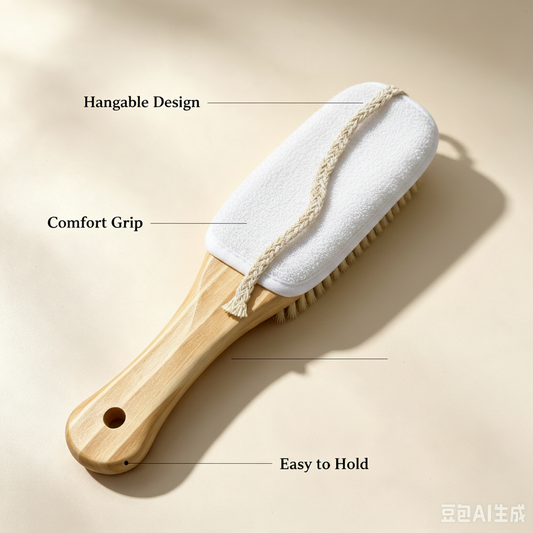 Cute Rabbit Bath Body Brush – Wooden Handle Soft Bristle Shower Brush