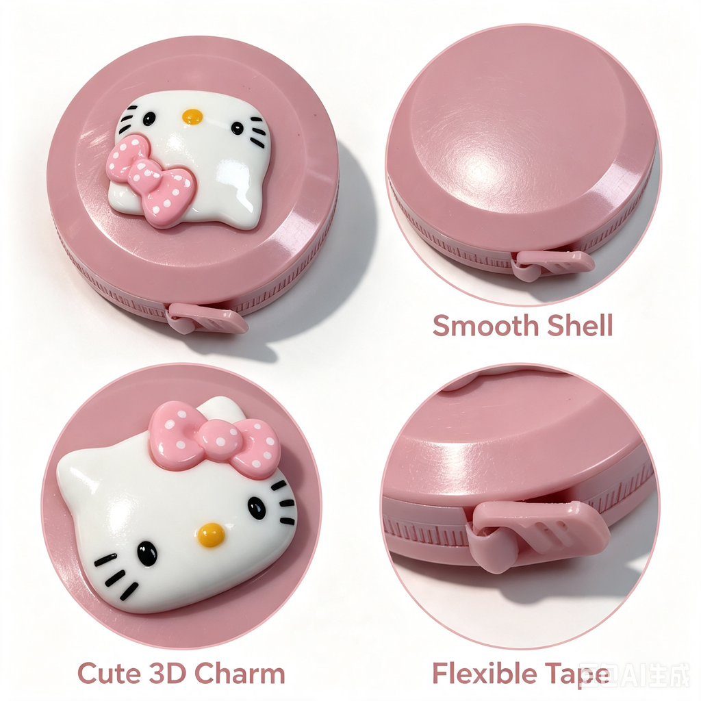 Cute Cartoon Tape Measure – Pink Mini Retractable Measuring Tape for Daily Use