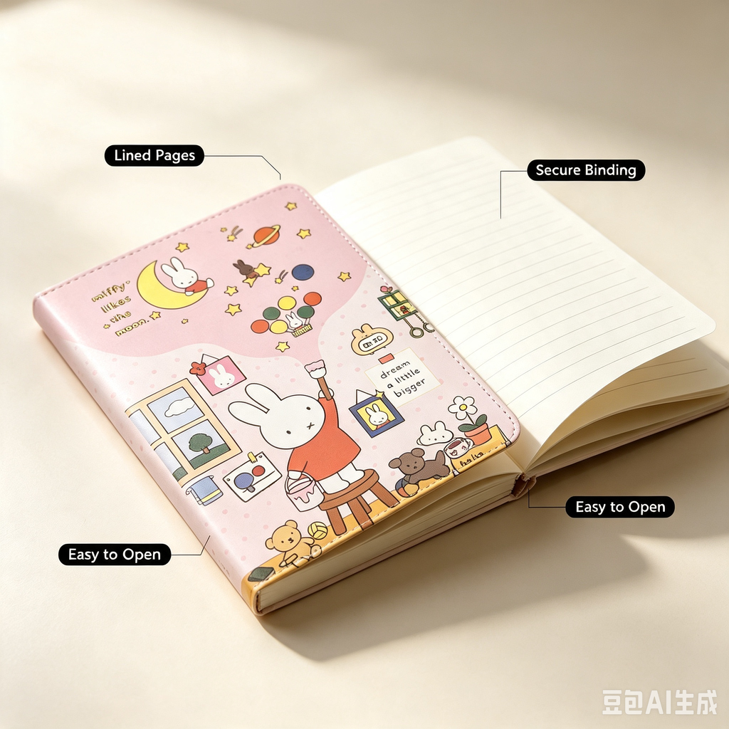 Miffy Notebook – Cute Pink Lined Journal for School & Office