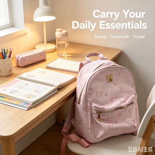 Pink Cartoon Backpack – Cute Character Print School Backpack for Students