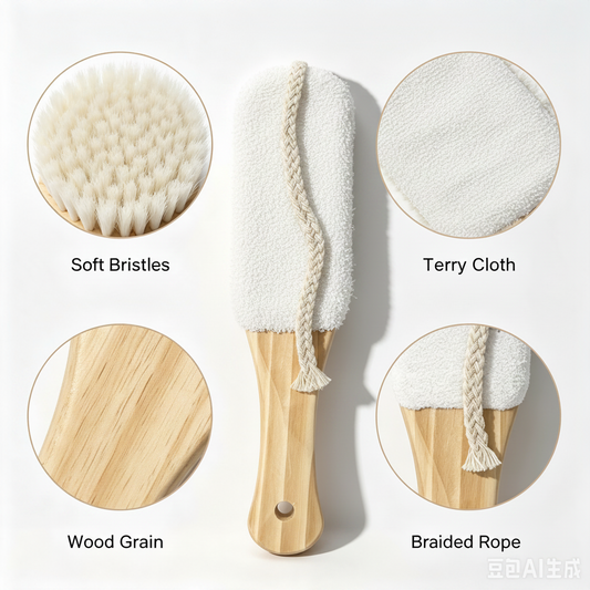 Cute Rabbit Bath Body Brush – Wooden Handle Soft Bristle Shower Brush