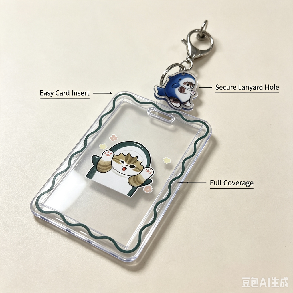 Clear Card Protector Case – Cute Cartoon ID Bank Card Holder with Keychain