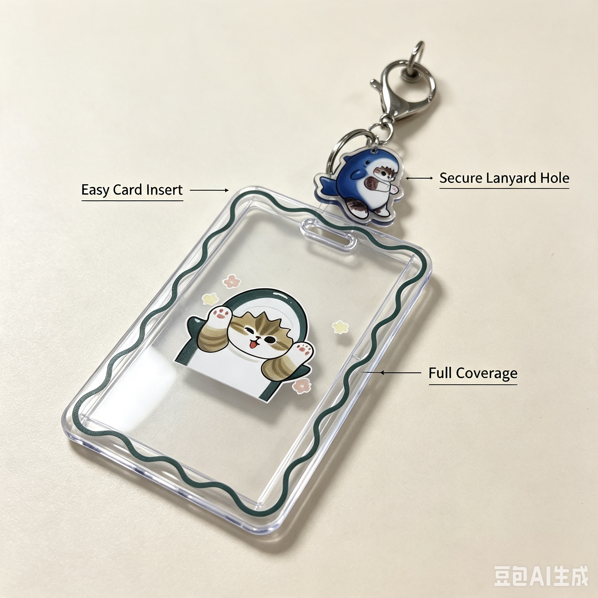 Clear Card Protector Case – Cute Cartoon ID Bank Card Holder with Keychain