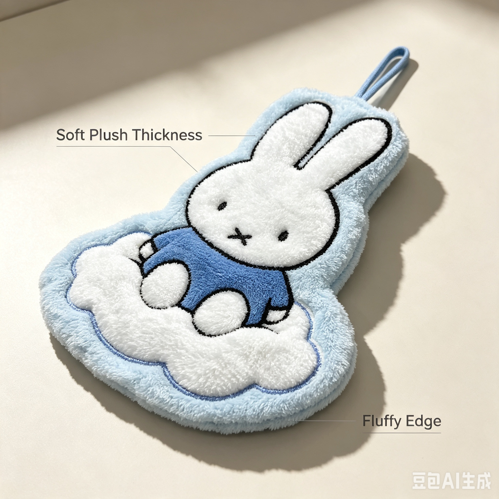 Miffy Rabbit Hanging Hand Towel, Cute Cloud Shaped Absorbent Towel for Bathroom Kitchen