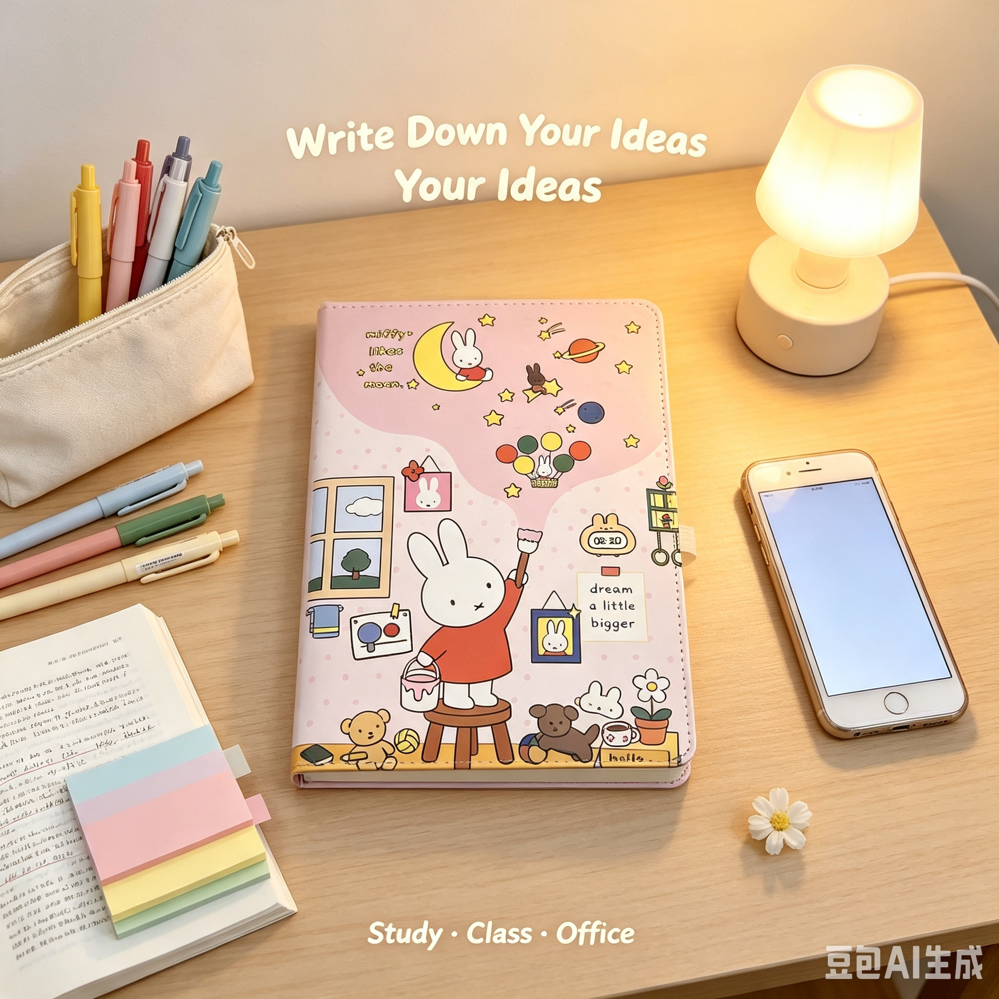 Miffy Notebook – Cute Pink Lined Journal for School & Office