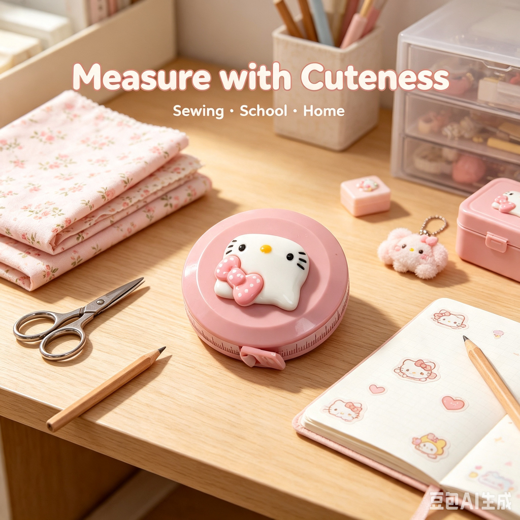 Cute Cartoon Tape Measure – Pink Mini Retractable Measuring Tape for Daily Use