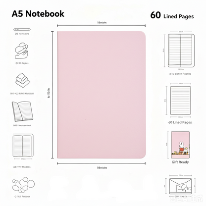 Notebook – Cute Pink Lined Journal for School & Office