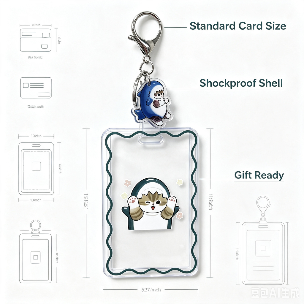 Clear Card Protector Case – Cute Cartoon ID Bank Card Holder with Keychain