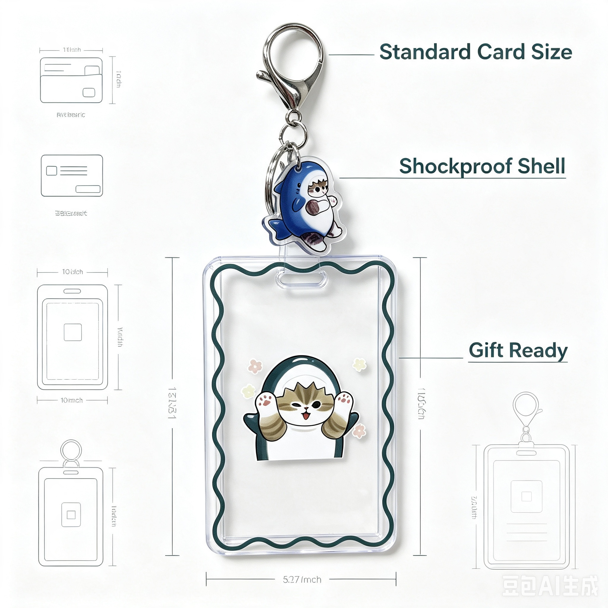 Clear Card Protector Case – Cute Cartoon ID Bank Card Holder with Keychain