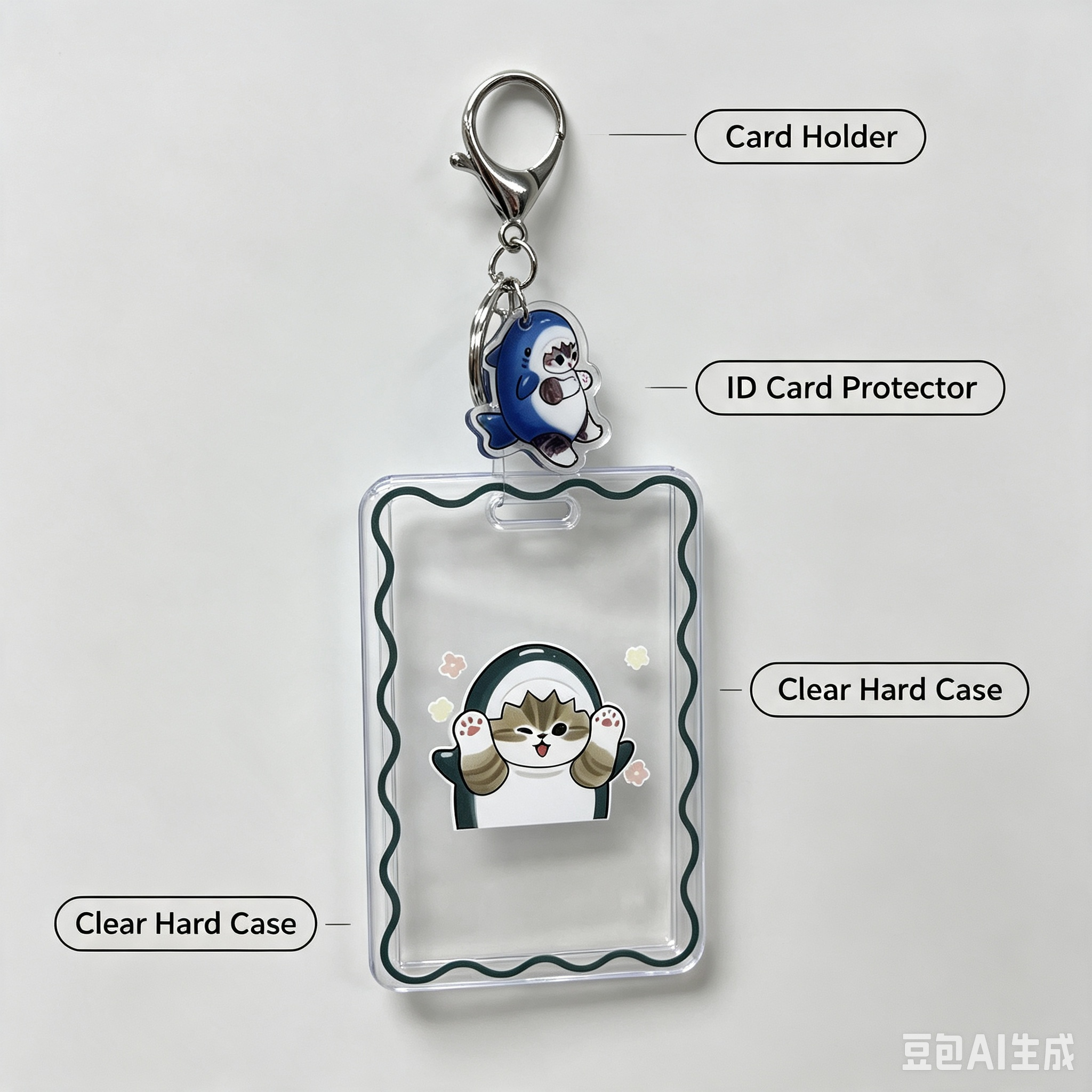 Clear Card Protector Case – Cute Cartoon ID Bank Card Holder with Keychain