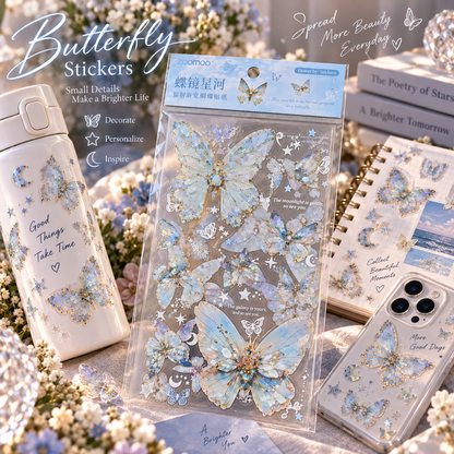 4 Styles Foil Butterfly PET Stickers