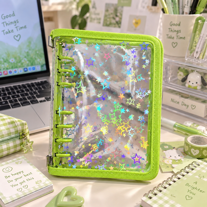 Holographic 6-Ring Zipper Binder